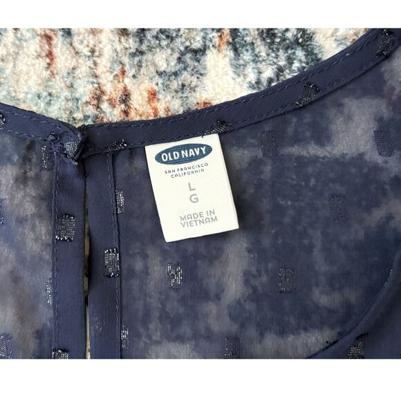 Old Navy Navy Blue Cold-Shoulder Blouse with Ruffle Detail Womens Size L - Picture 3 of 8